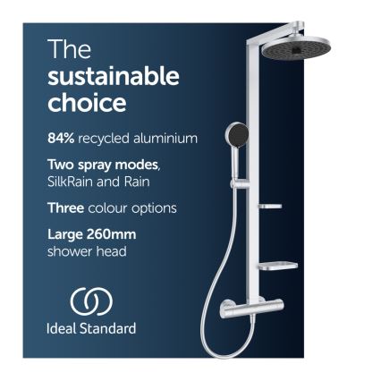 Ideal Standard BD583SI - Shower set with CERATHERM ALU+ thermostatic mixer, matt chrome