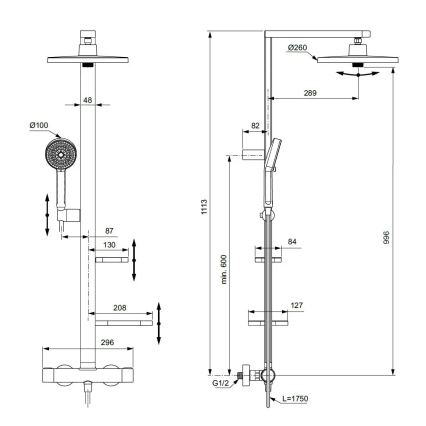 Ideal Standard BD583SI - Shower set with CERATHERM ALU+ thermostatic mixer, matt chrome