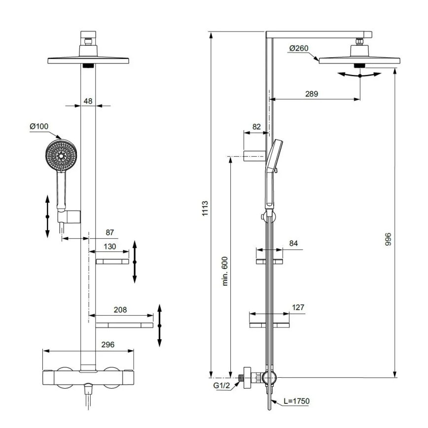 Ideal Standard BD583SI - Shower set with CERATHERM ALU+ thermostatic mixer, matt chrome