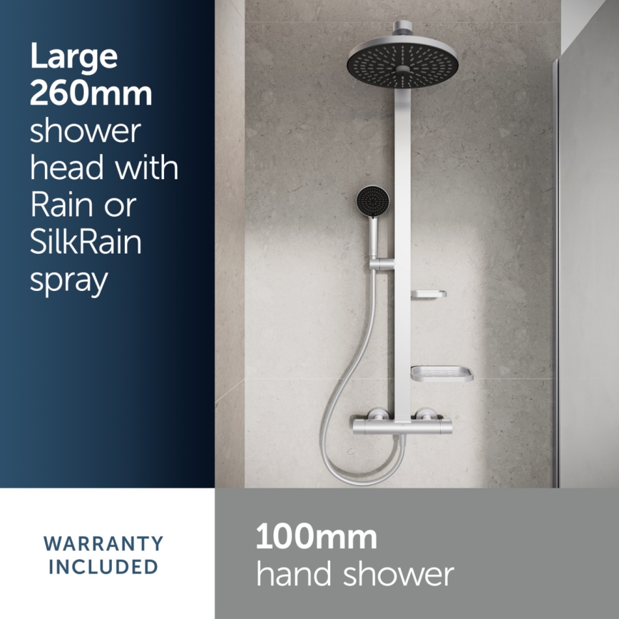 Ideal Standard BD583SI - Shower set with CERATHERM ALU+ thermostatic mixer, silver finish