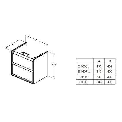 Ideal Standard E1606B2 - CONNECT AIR under-sink bathroom cabinet 53 x 40.9 cm, white