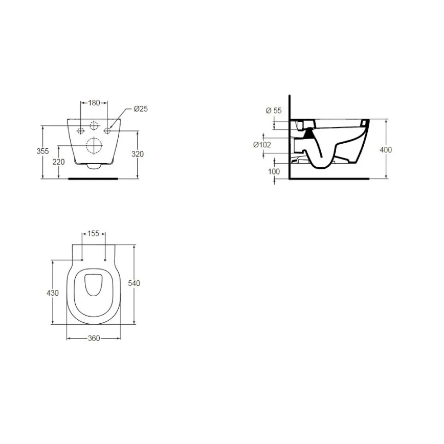Ideal Standard E823201 - CONNECT Wall-hung Toilet, Ceramic/White