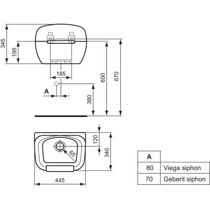 Ideal Standard R380601 - DOURO Wall-hung basin 44.5 x 34 cm ceramic/white