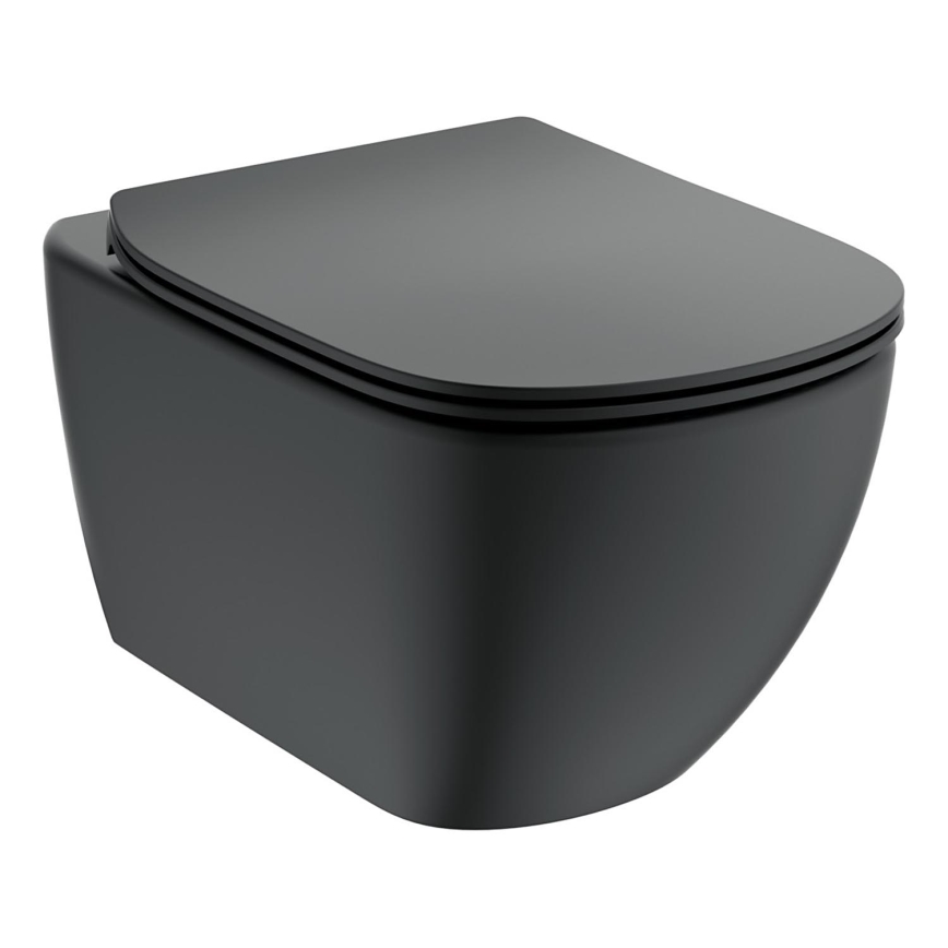 Ideal Standard T3546V3 - TESI wall-hung toilet with SoftClose seat, ceramic/black