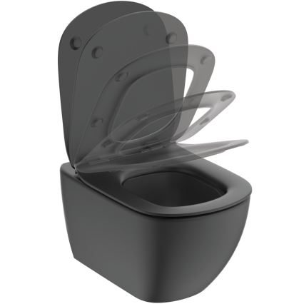 Ideal Standard T3546V3 - TESI wall-hung toilet with SoftClose seat, ceramic/black