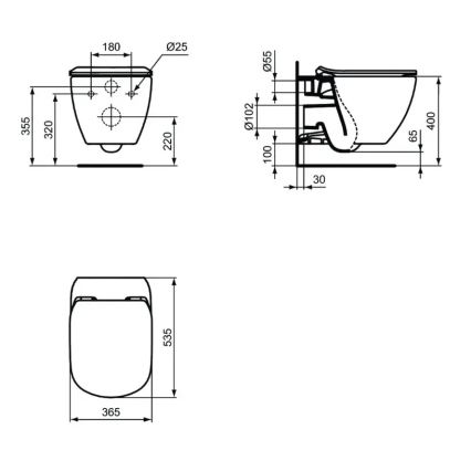 Ideal Standard T3546V3 - TESI wall-hung toilet with SoftClose seat, ceramic/black