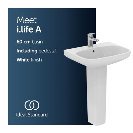 Ideal Standard T470501 - Wall-hung washbasin I.LIFE A 60x48 cm ceramic/white