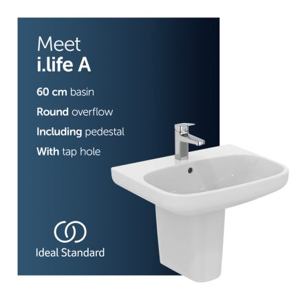 Ideal Standard T470501 - Wall-hung washbasin I.LIFE A 60x48 cm ceramic/white