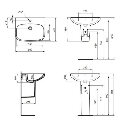 Ideal Standard T470501 - Wall-hung washbasin I.LIFE A 60x48 cm ceramic/white