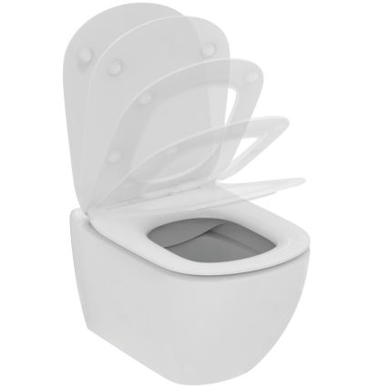 Ideal Standard T536001 - TESI Rimless Wall-Hung Toilet with SoftClose Seat, Ceramic/White