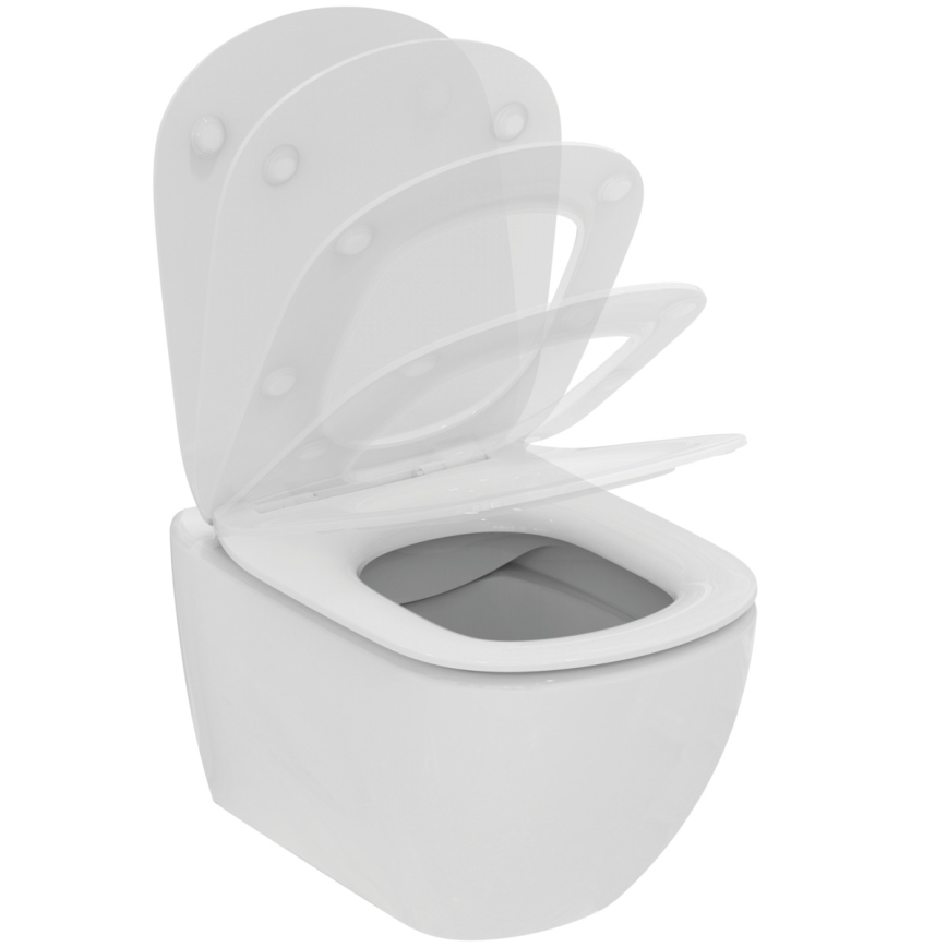 Ideal Standard T536001 - TESI Rimless Wall-Hung Toilet with SoftClose Seat, Ceramic/White