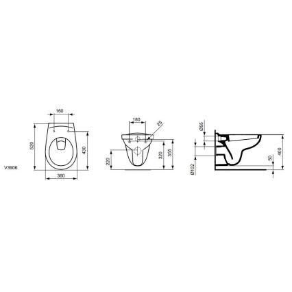 Ideal Standard V390601 - EUROVIT Wall-hung Toilet, Ceramic/White