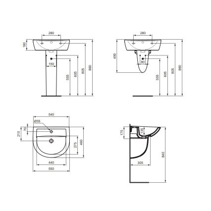 Ideal Standard W332601 - EUROVIT 55x46 cm wall-hung washbasin ceramic/white