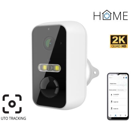 Smart Outdoor Camera with Motion Sensor — 2K Resolution, 9600 mAh Battery, IP65, Wi‑Fi (Tuya), White