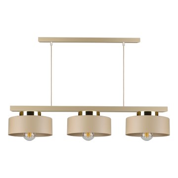 IGNIA Cable-Hung Chandelier 3xE27/60W/230V Beige/Gold