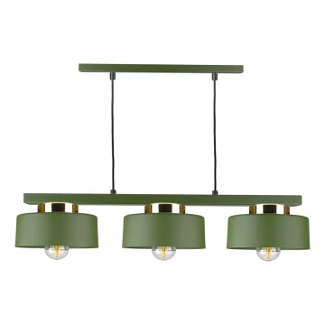 IGNIA Cable-hung Chandelier 3xE27/60W/230V Green/Gold