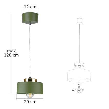 IGNIA cable-hung pendant light 1xE27/60W/230V green