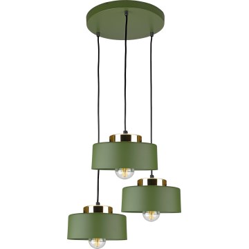 IGNIA cable-hung pendant light – 3x E27/60W/230V, green