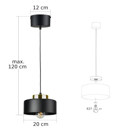 IGNIA cable pendant light 1xE27/60W/230V black