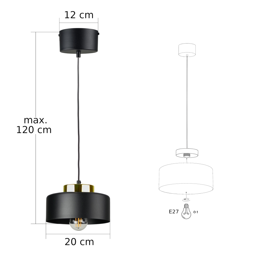 IGNIA cable pendant light 1xE27/60W/230V black