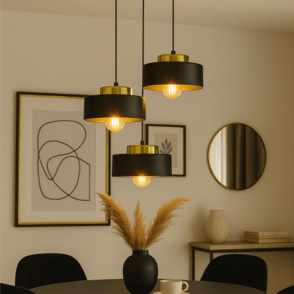 IGNIA Cable Pendant Light, 3x E27/60W/230V, Black