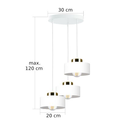 IGNIA Cable Pendant Light, 3x E27/60W/230V, White