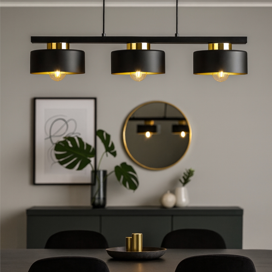 IGNIA cable pendant light 3xE27/60W/230V black/gold