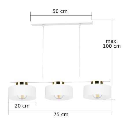 IGNIA Cable Pendant Light 3xE27/60W/230V White