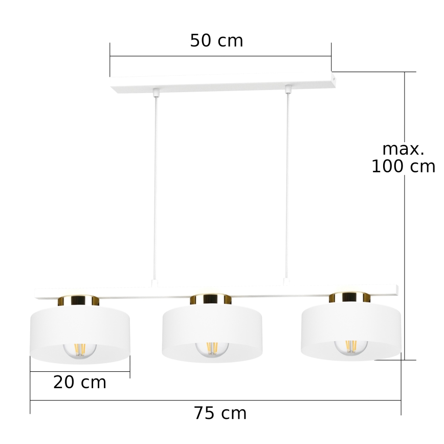 IGNIA Cable Pendant Light 3xE27/60W/230V White