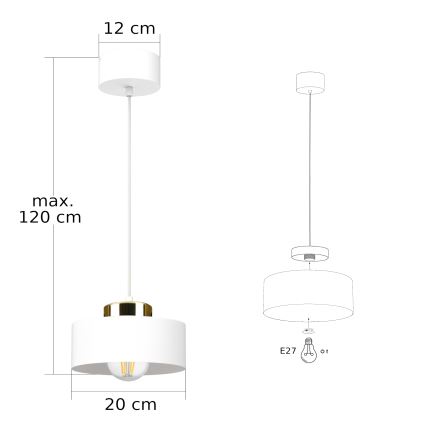 IGNIA Cable-Suspended Pendant Light 1x E27/60W/230V White/Gold