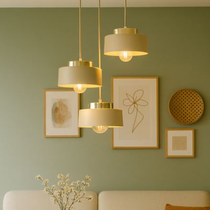 IGNIA Cable-Suspended Pendant Light, 3x E27/60W/230V, Taupe
