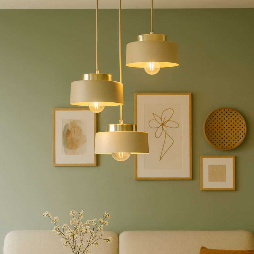 IGNIA Cable-Suspended Pendant Light, 3x E27/60W/230V, Taupe