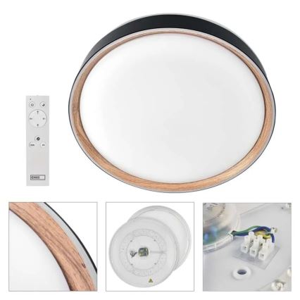 Dimmable LED Ceiling Light ILVI LED/45W/230V 2700-6500K Ø 50 cm black/beige + remote control