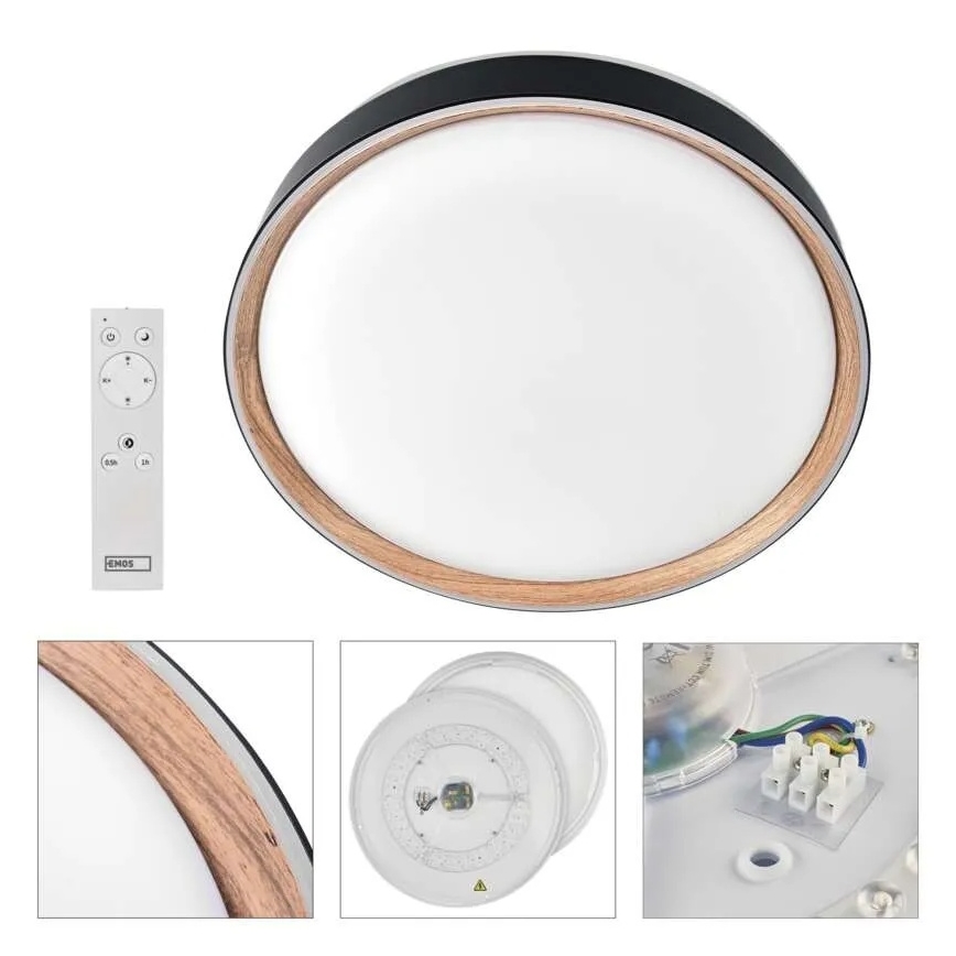 Dimmable LED Ceiling Light ILVI LED/45W/230V 2700-6500K Ø 50 cm black/beige + remote control