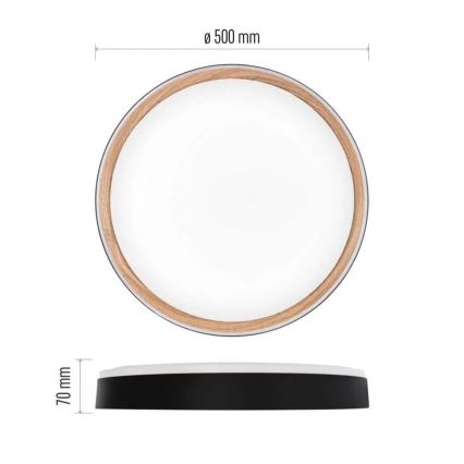 Dimmable LED Ceiling Light ILVI LED/45W/230V 2700-6500K Ø 50 cm black/beige + remote control