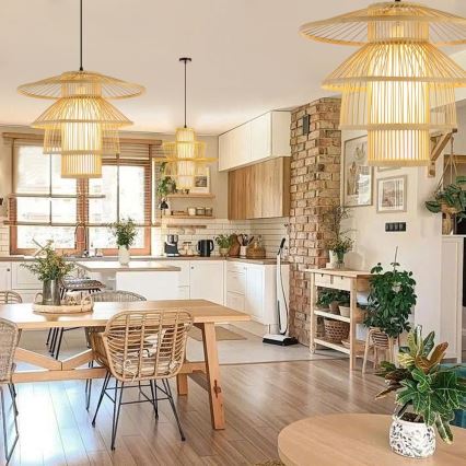 Chandelier on a string PINCHOS 1xE27/40W/230V d. 50 cm bamboo