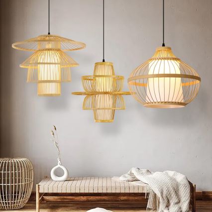 Chandelier on a string PINCHOS 1xE27/40W/230V d. 50 cm bamboo