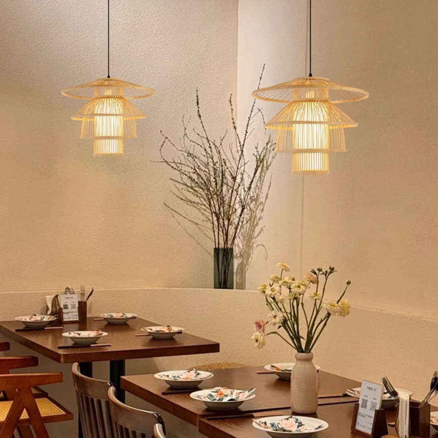 Chandelier on a string PINCHOS 1xE27/40W/230V d. 50 cm bamboo