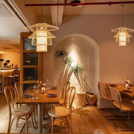 Chandelier on a string PINCHOS 1xE27/40W/230V d. 50 cm bamboo