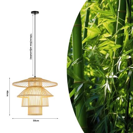 Chandelier on a string PINCHOS 1xE27/40W/230V d. 50 cm bamboo
