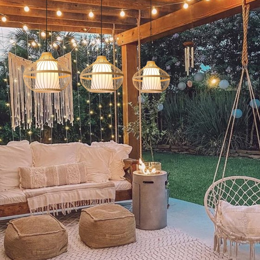 Chandelier on a string PINCHOS 1xE27/40W/230V d. 40 cm bamboo