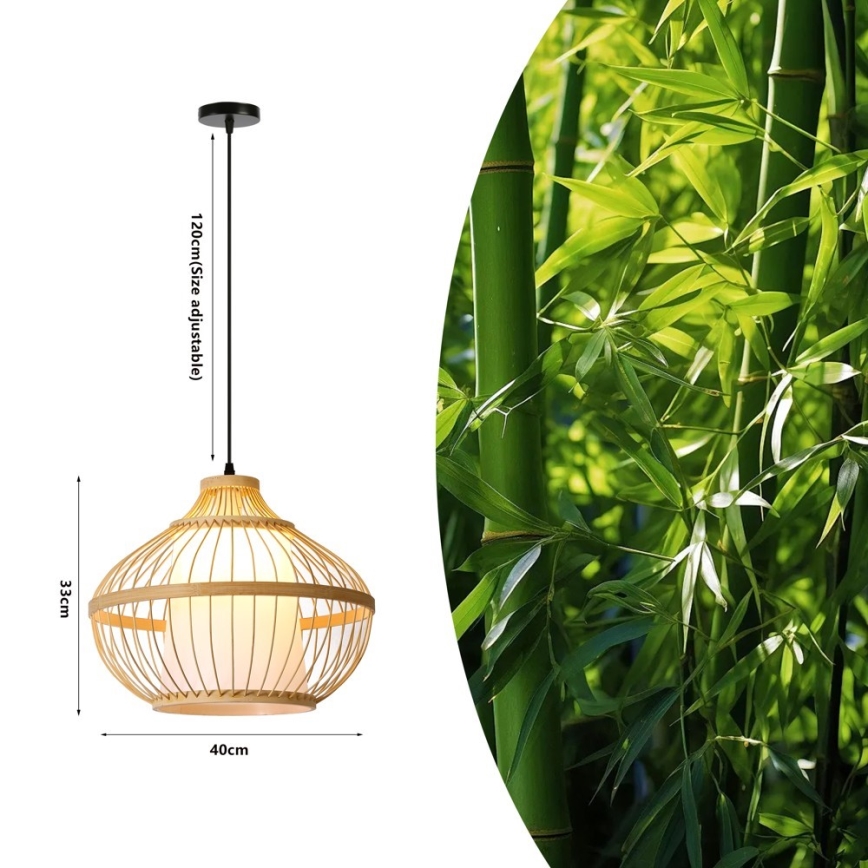 Chandelier on a string PINCHOS 1xE27/40W/230V d. 40 cm bamboo