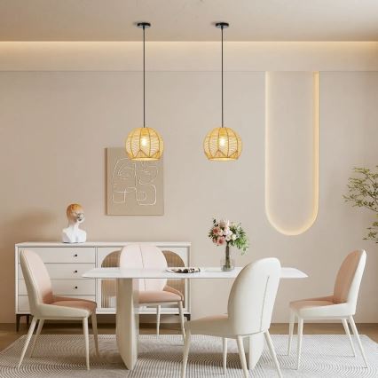 Chandelier on a string PELO 1xE27/40W/230V d. 30 cm rattan