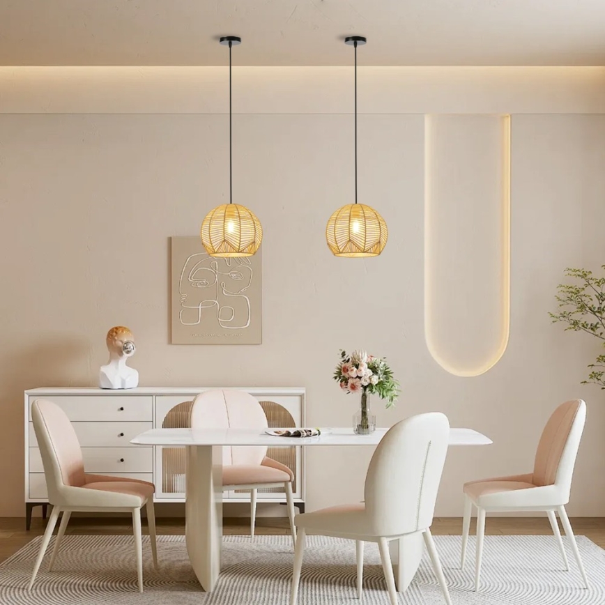 Chandelier on a string PELO 1xE27/40W/230V d. 30 cm rattan