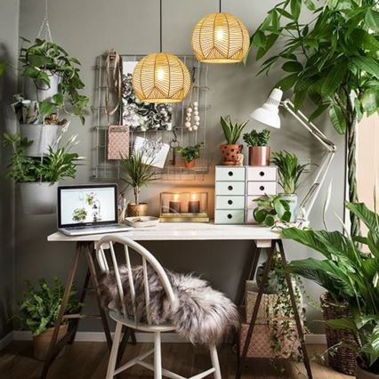 Chandelier on a string PELO 1xE27/40W/230V d. 30 cm rattan