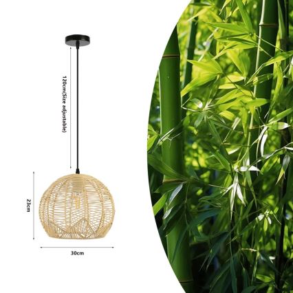 Chandelier on a string PELO 1xE27/40W/230V d. 30 cm rattan