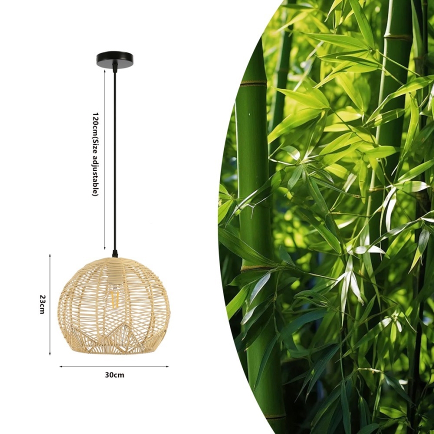 Chandelier on a string PELO 1xE27/40W/230V d. 30 cm rattan