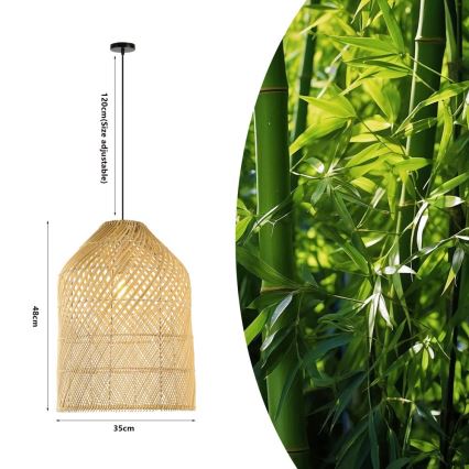 Chandelier on a string PELO 1xE27/40W/230V d. 35 cm rattan