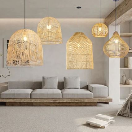 Chandelier on a string PELO 1xE27/40W/230V d. 40 cm rattan