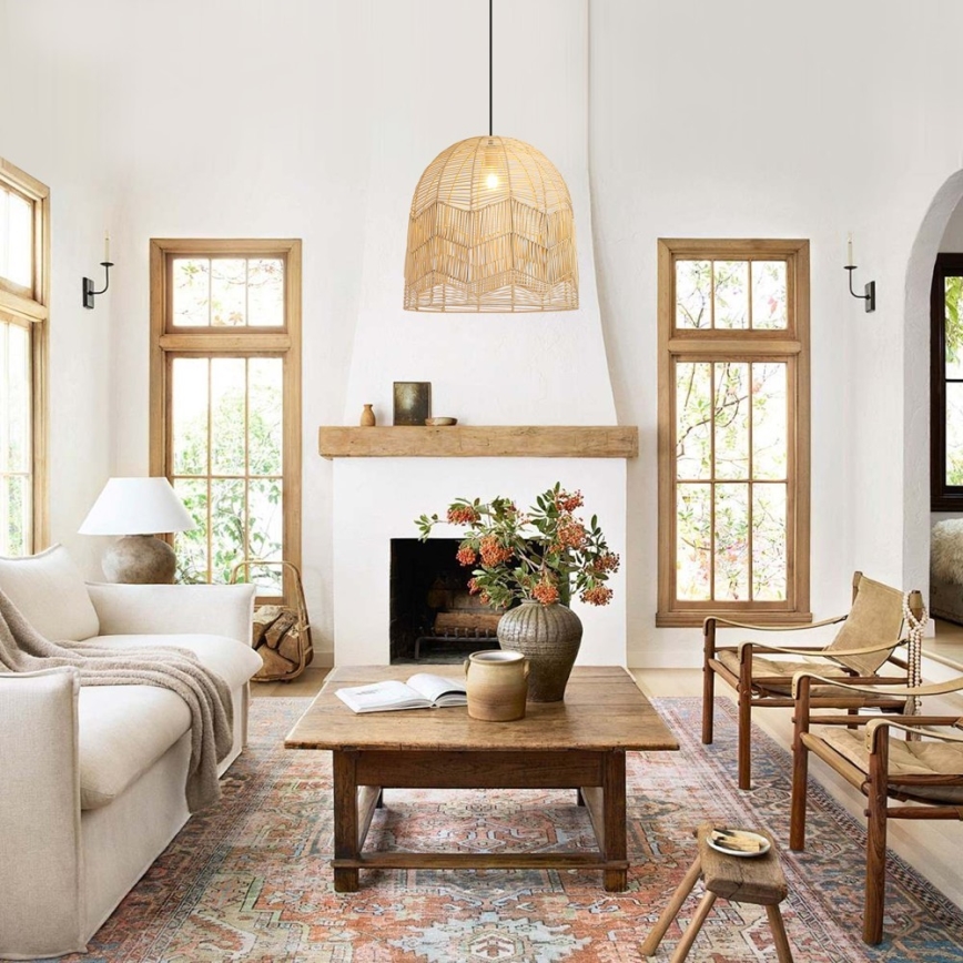 Chandelier on a string PELO 1xE27/40W/230V d. 50 cm rattan